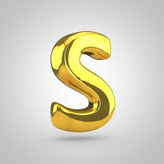 Naklejka premium Golden letter S uppercase isolated on white background