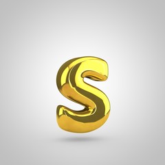 Golden letter S lowercase isolated on white background