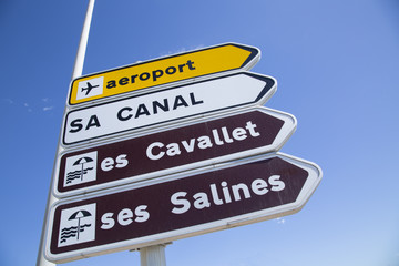 Cavallet and Salines Beaches Direction Sign, Ibiza