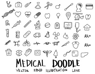 Hand drawn medicine icon set eps10