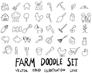 Doodle sketch farm icons Illustration eps10