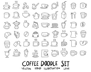 Doodle sketch coffee icons Illustration eps10