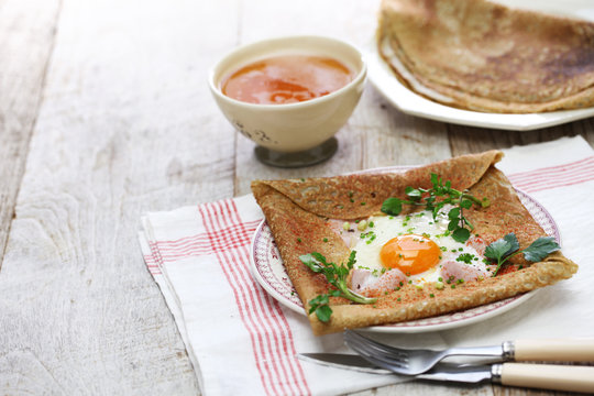 Galette Sarrasin, Buckwheat Crepe, French Brittany Cuisine