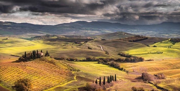 Farmhouse and field at San Quirico d Orcia