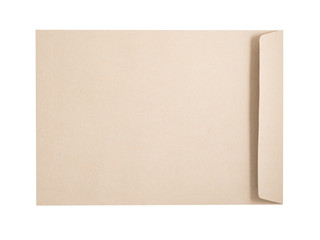 Envelope made form recycle paper isolated on a white background. Clipping paths included.