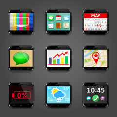 Set of app icons in mobile phone style