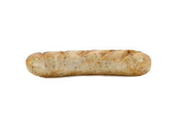 Fried smoked sausage or wurst isolate on white background.