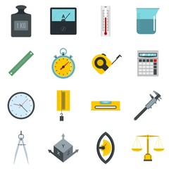 Measure precision icons set in flat style