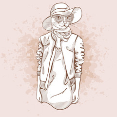 Vector sketch of elegant cat