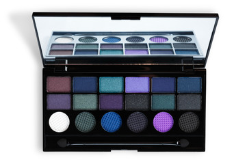 Makeup cosmetics essentials frame black background, copy space