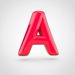 Glossy pink paint letter A uppercase