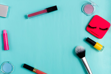 Obraz na płótnie Canvas Beauty products, everyday make-up, cosmetics