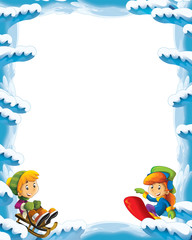 cartoon snow and ice frame for different usage with space for text