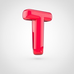 Glossy pink paint letter T uppercase