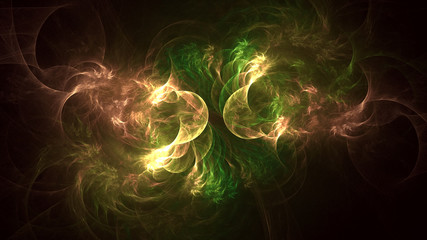 3D rendering abstract colored fractal on black background