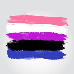Gender fluidity pride flag in a form of brush stroke