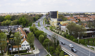 Obraz premium Skyline van Tilburg gezien vanuit 10 hoog aan de Piushaven
