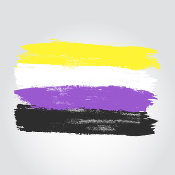 Non-binaryl pride flag in a form of brush stroke