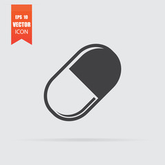 Capsule icon in flat style isolated on grey background.