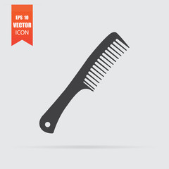 Comb icon in flat style isolated on grey background.
