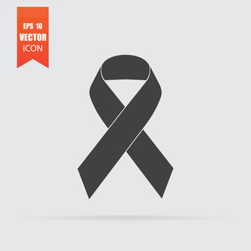 Ribbon icon in flat style isolated on grey background.