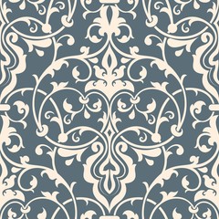 Vector damask seamless pattern element. Classical luxury old fashioned damask ornament, royal victorian seamless texture for wallpapers, textile, wrapping. Exquisite floral baroque template.