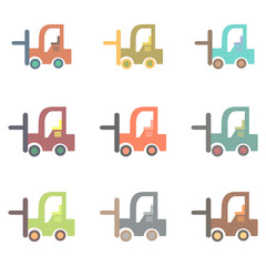 Forklift truck collection, work vehicles set