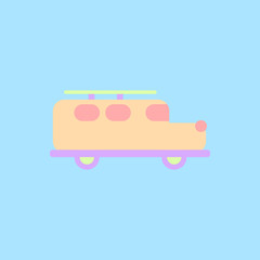 stylish icon in flat style retro car