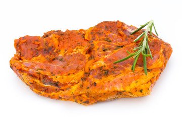 Pork chop, marinated. Isolated on the white background.