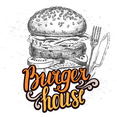 Burger food element for restaurant and cafe.