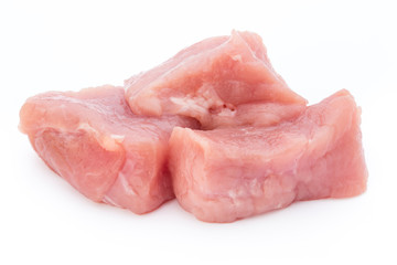 fresh meat on slice on the white background.