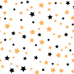 Seamless pattern with gold and black stars. Vector illustration.
