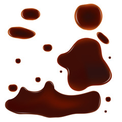 Set of chocolate drops and bolts on white background. Vector illustration
