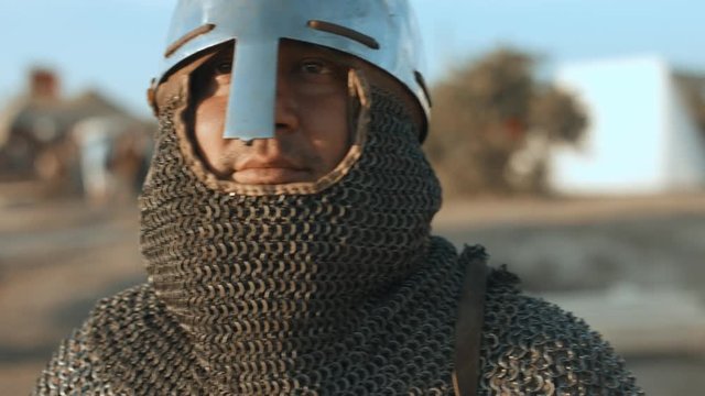 Old Russian warrior before the battle