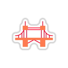 Vector illustration in paper sticker style metal bridge