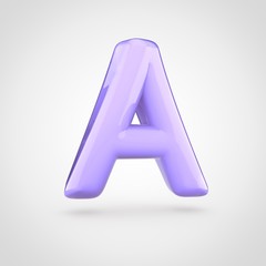 Glossy violet paint letter A uppercase