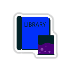 Vector illustration in paper sticker style ancient library Book