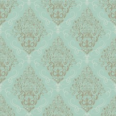 Fototapeta premium Vector damask seamless pattern background. Classical luxury old fashioned damask ornament, royal victorian seamless texture for wallpapers, textile, wrapping. Exquisite floral baroque template.