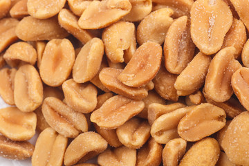 Salty peanut close up
