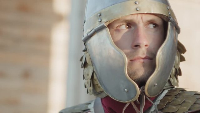 Close-up of the ancient Roman archer