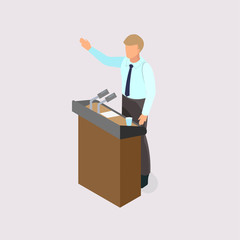 Voting man on the podium