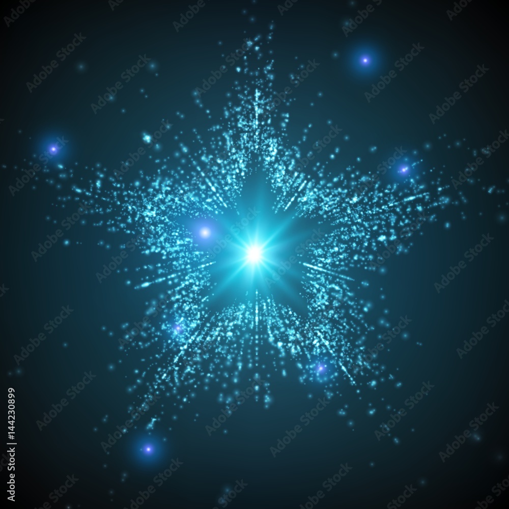 Poster abstract vector space background. explosion of glowing particles. futuristic technology style. elega