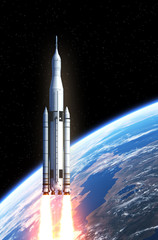 Space Launch System Over The Earth