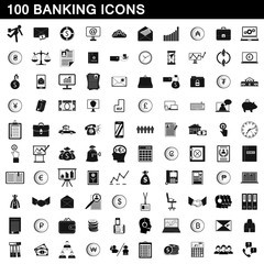 100 banking icons set, simple style