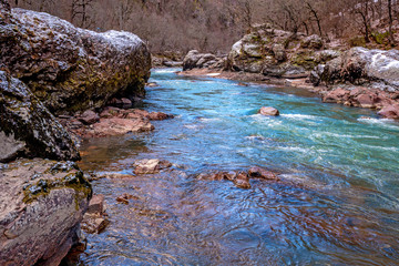 Landscape with mountain river and forest