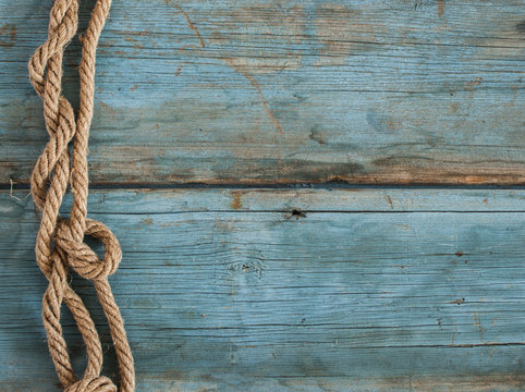 Ship Rope On Wooden Background