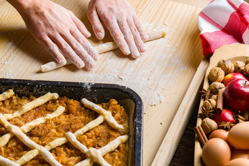 Phase baking apple cake from Grandma.
