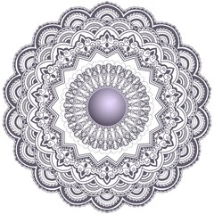 Vector ornamental round lace with damask and arabesque elements. Mehndi style. Orient traditional ornament. Zentangle-like round colored floral ornament.