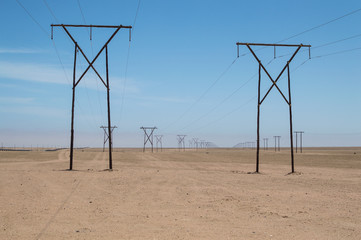 Desert Landscape with Transmission Towers near Swakopmund, Namibia