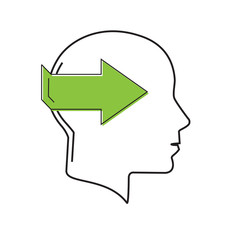 Thinking brain icon. Line illustration of thinking brain vector icon for web